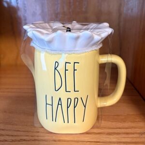 Rae Dunn Bee Happy Topper Mug